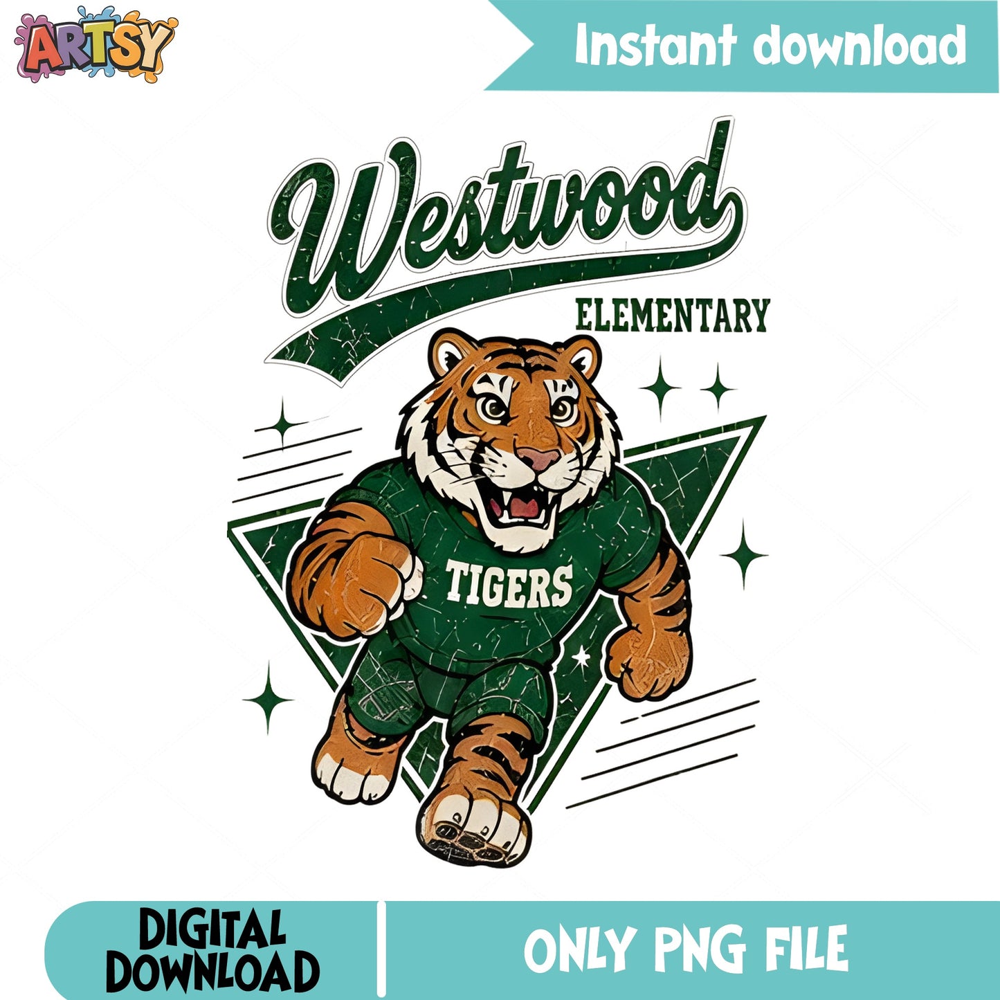 Westwood Elementary Tigers Mascot PNG, School Spirit PNG, Tiger PNG