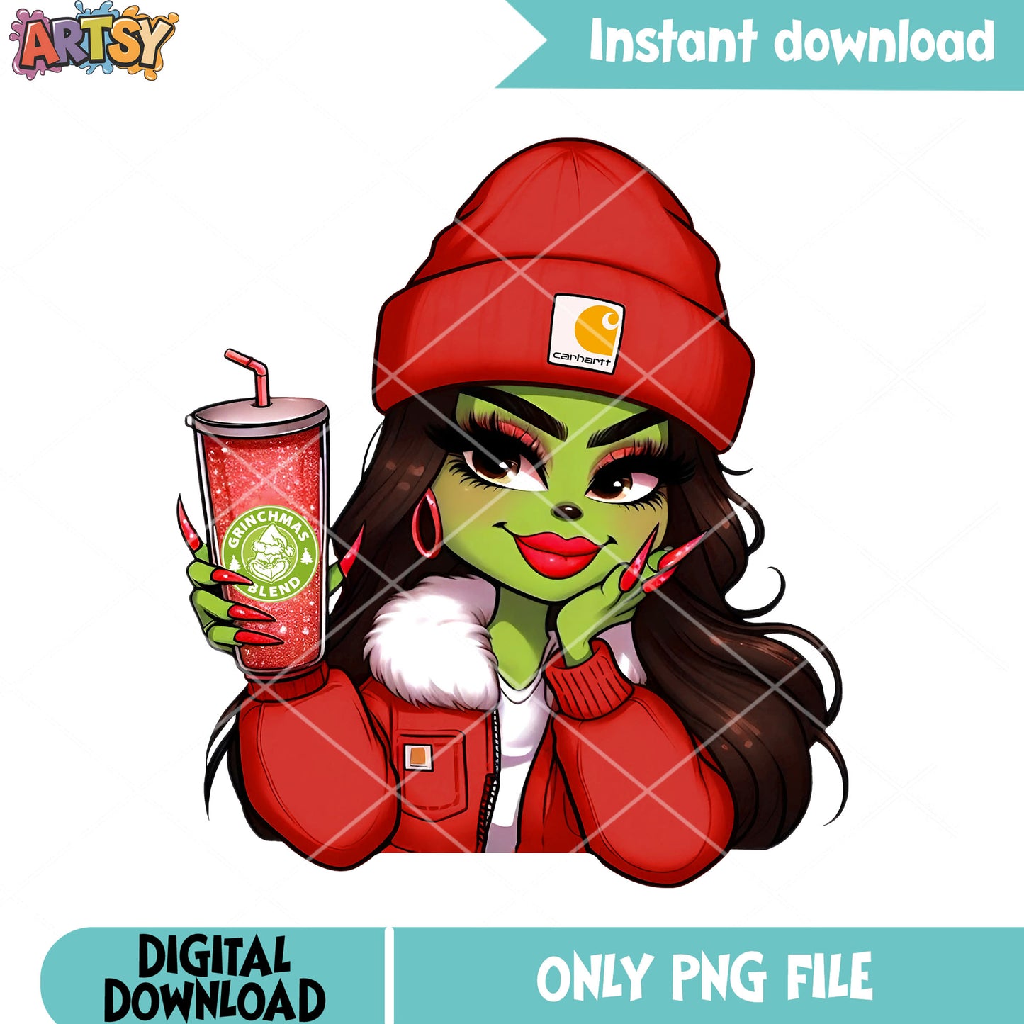 When grinch is a girl png, christmas vibes png, the grinch png