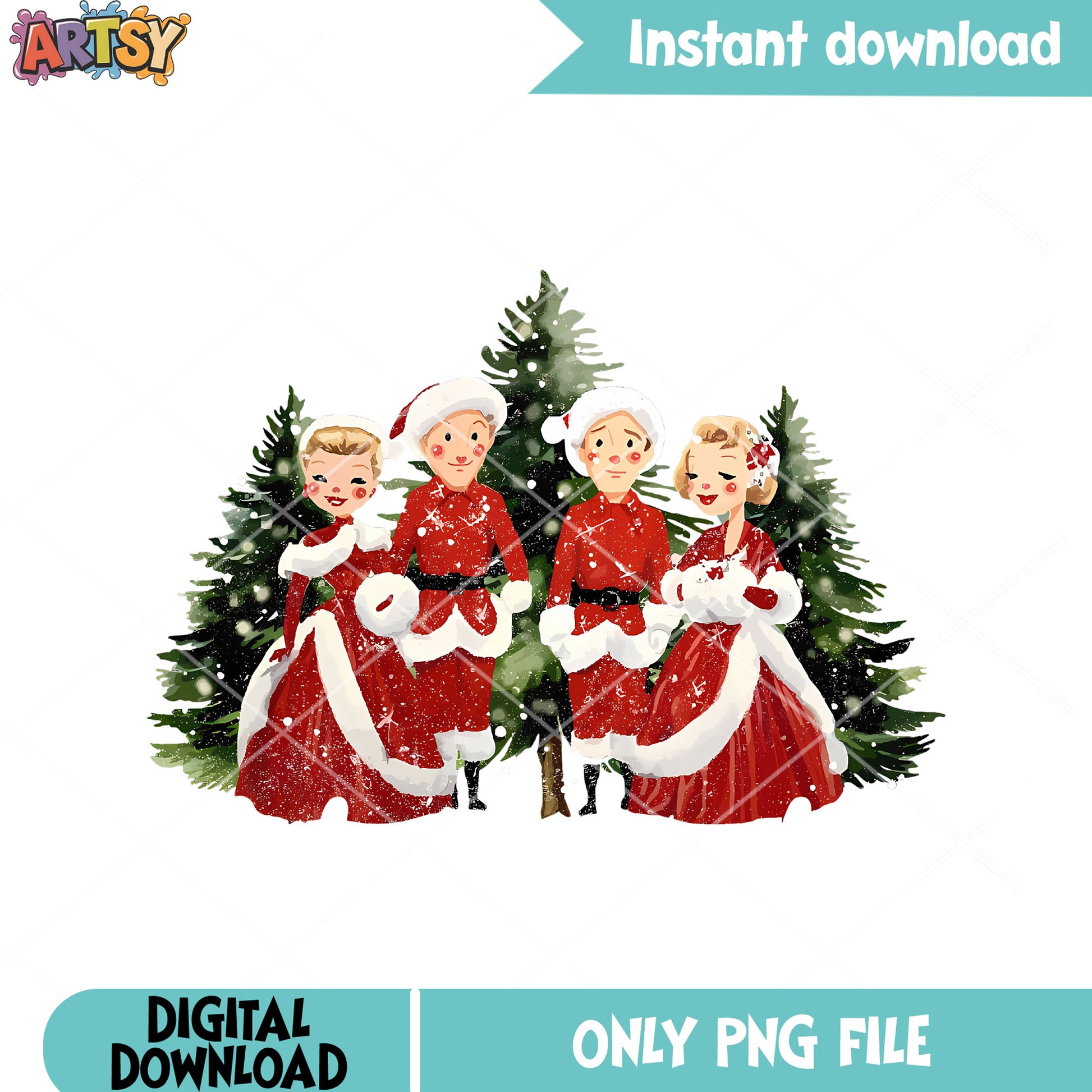White christmas music show png, santa costume png, merry christmas png