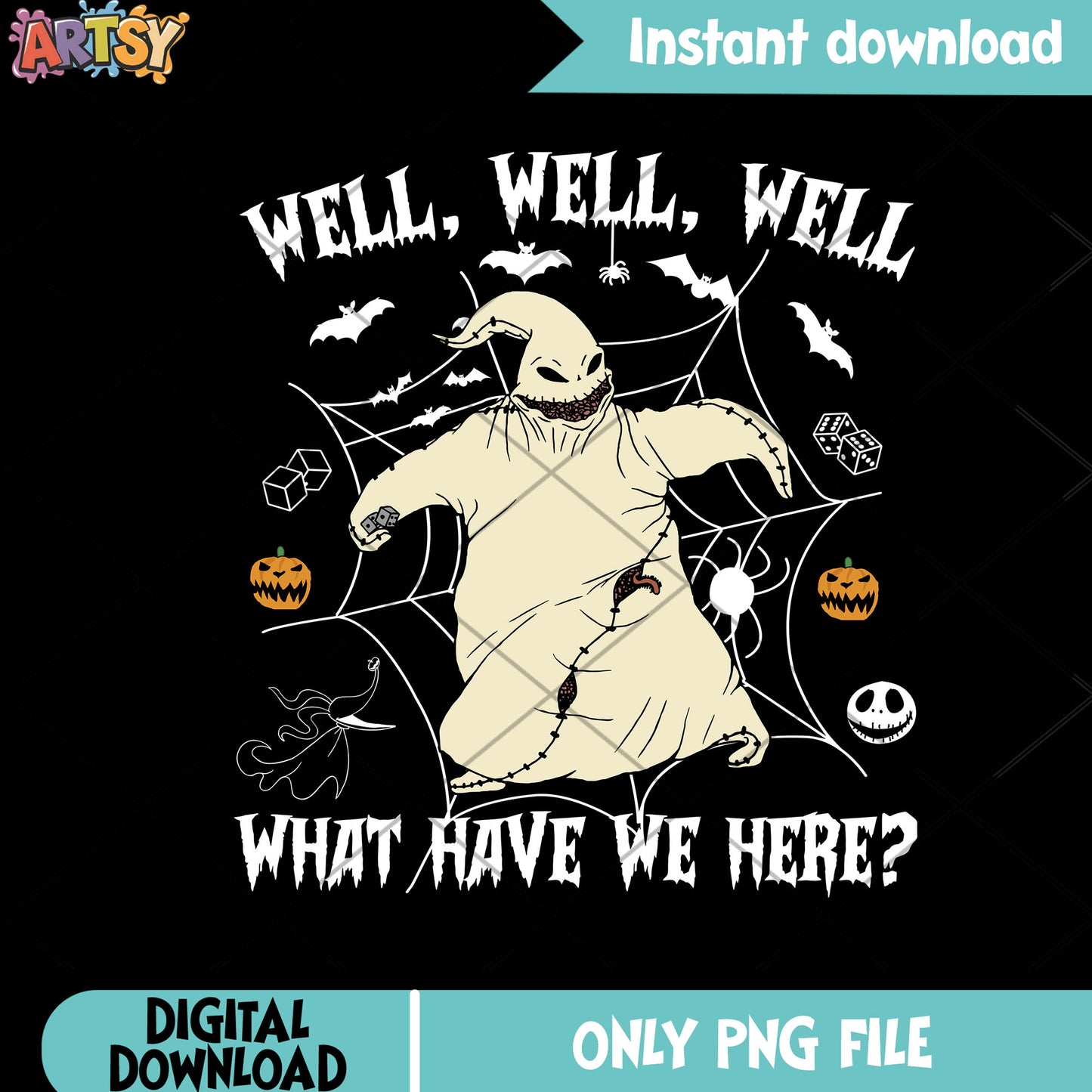 White monster png, jack o lantern png, spooky halloween png