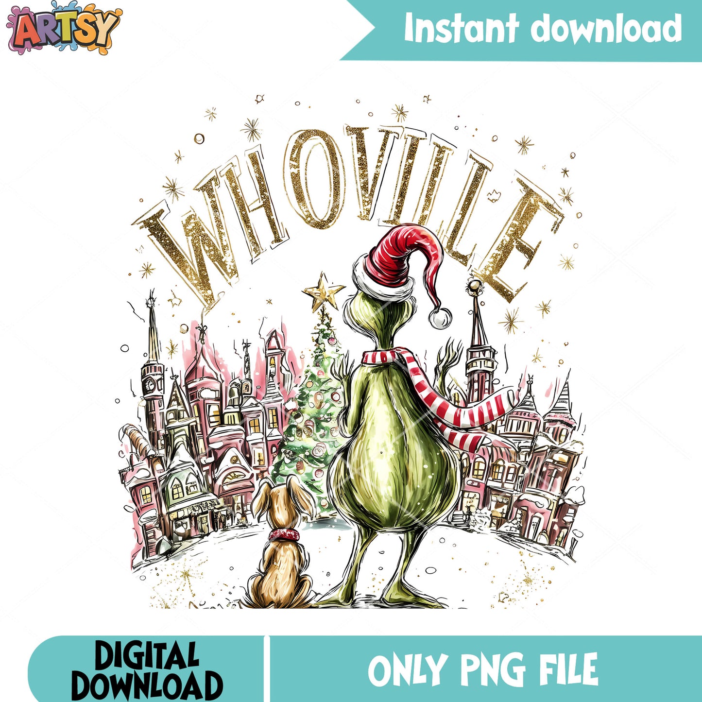 Whoville town png, max the dog​ png, How the Grinch Stole Christmas png