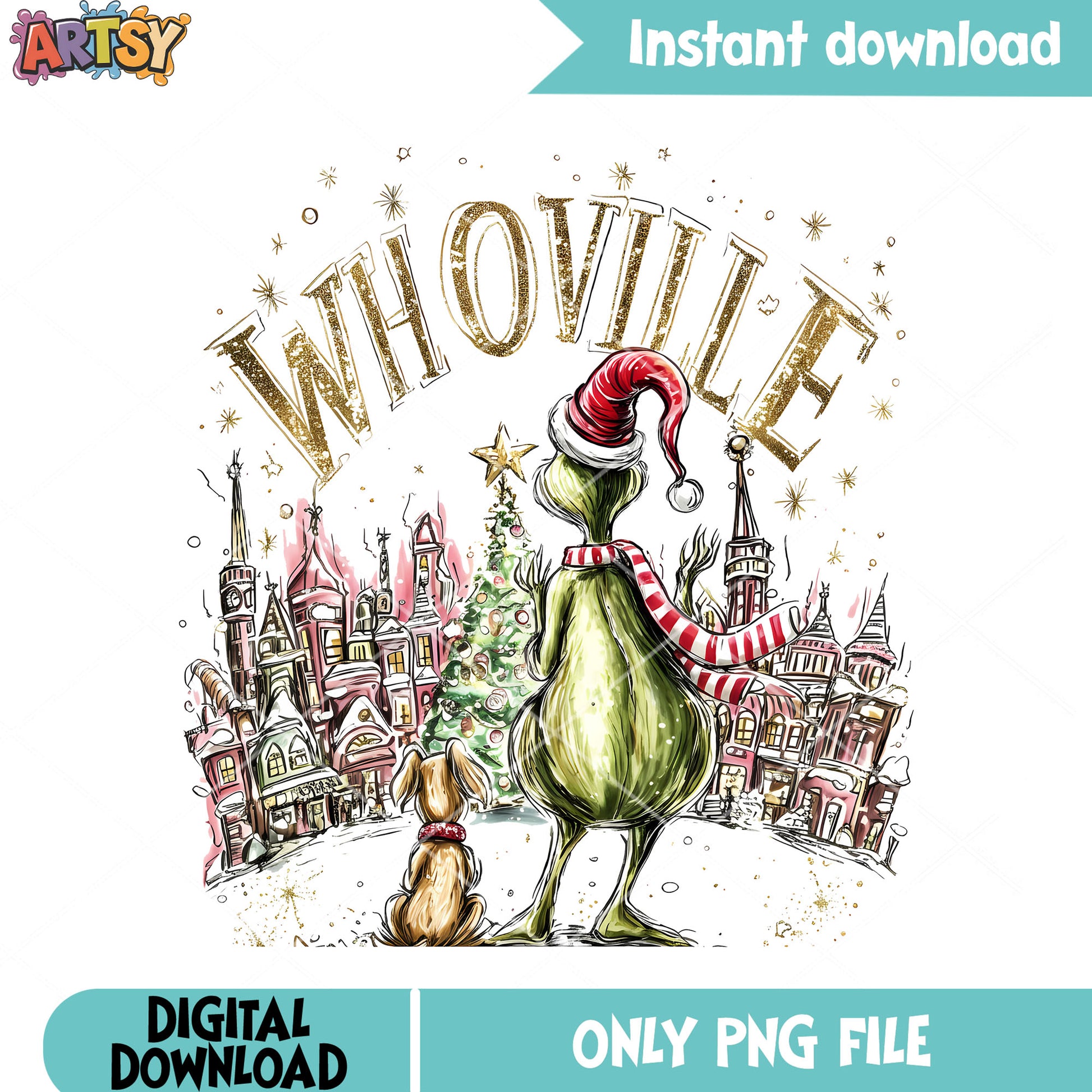 Whoville town png, max the dog​ png, How the Grinch Stole Christmas png