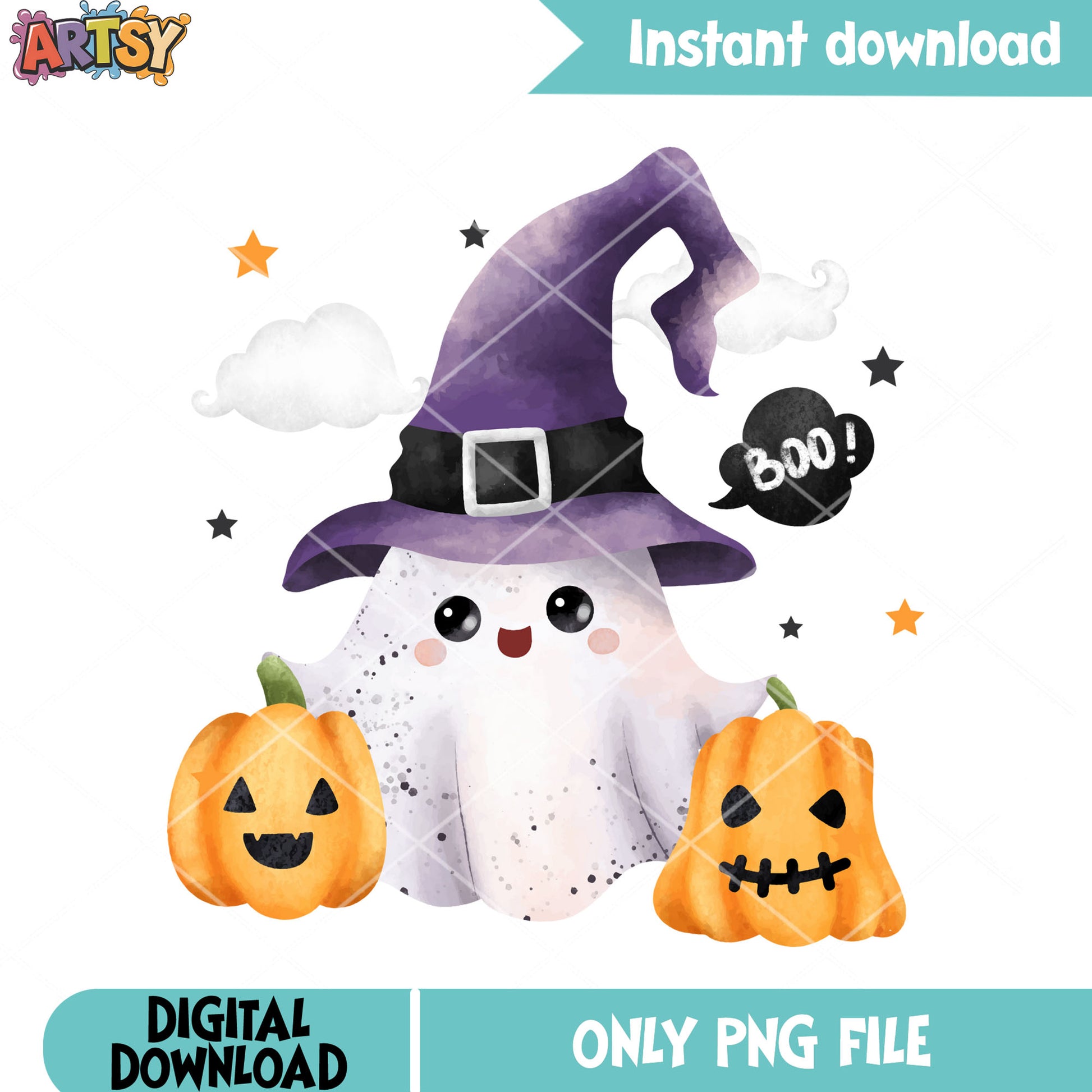 Wicker pumpkin boo png, ghost costume png, halloween scary png