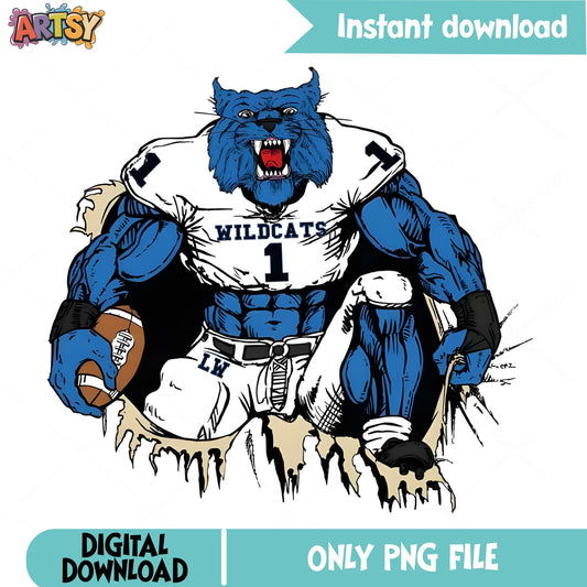 Wildcats Football Mascot PNG, Wildcat Breaking Wall PNG, Sports PNG