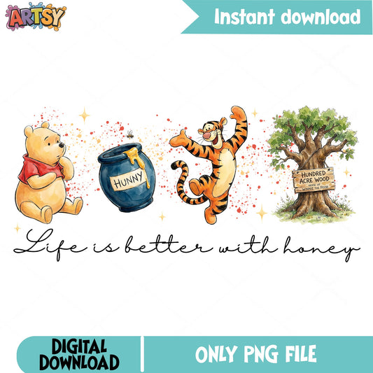 Winnie The Pooh And Tigger PNG, Life Is Better With Honey PNG, Disney PNG