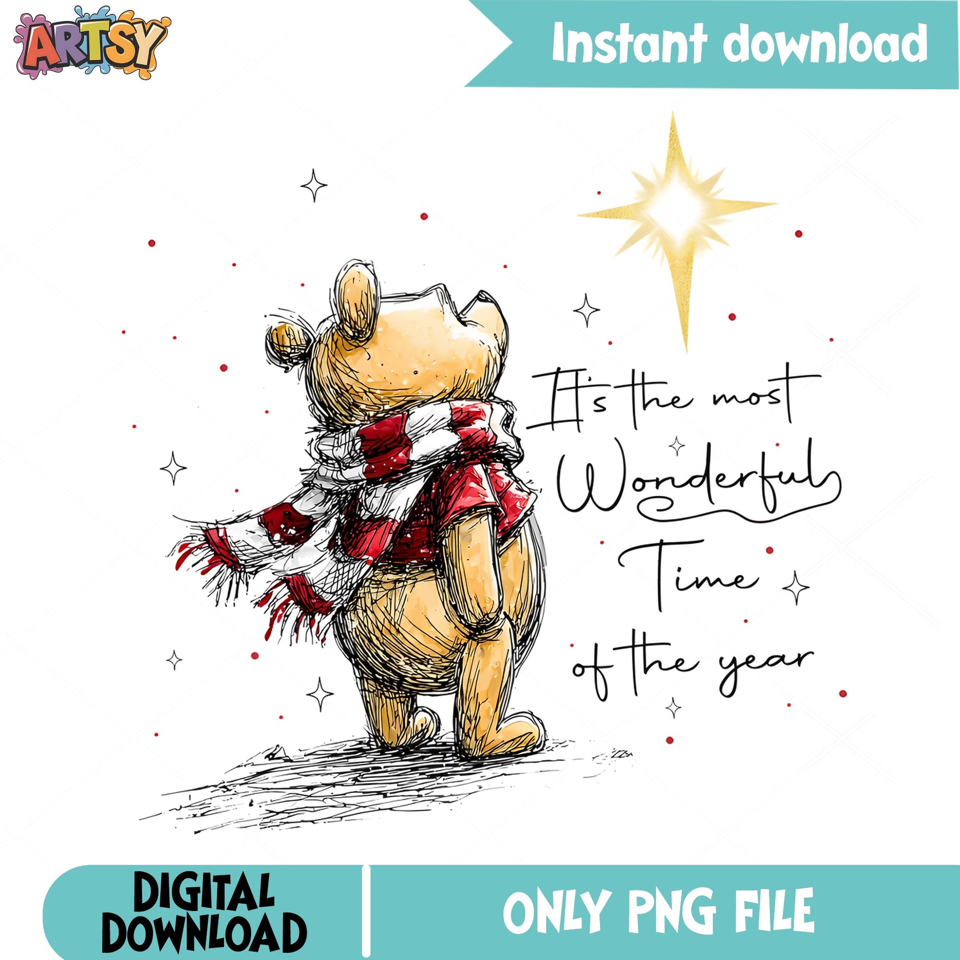 Winnie The Pooh Christmas PNG, Disney Christmas PNG, Holiday PNG