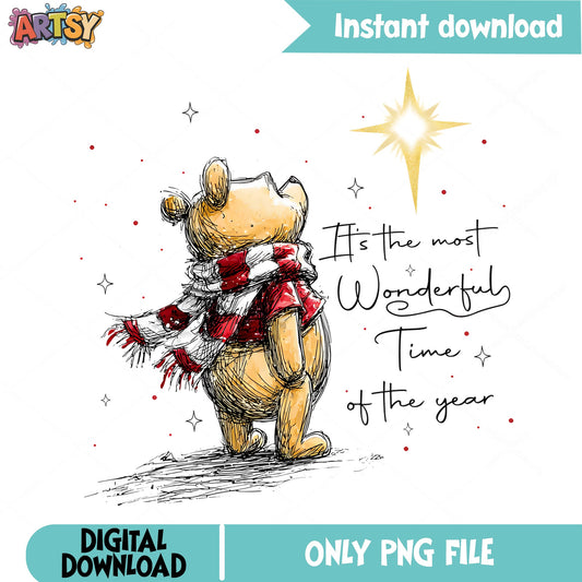 Winnie The Pooh Christmas PNG, Disney Christmas PNG, Holiday PNG
