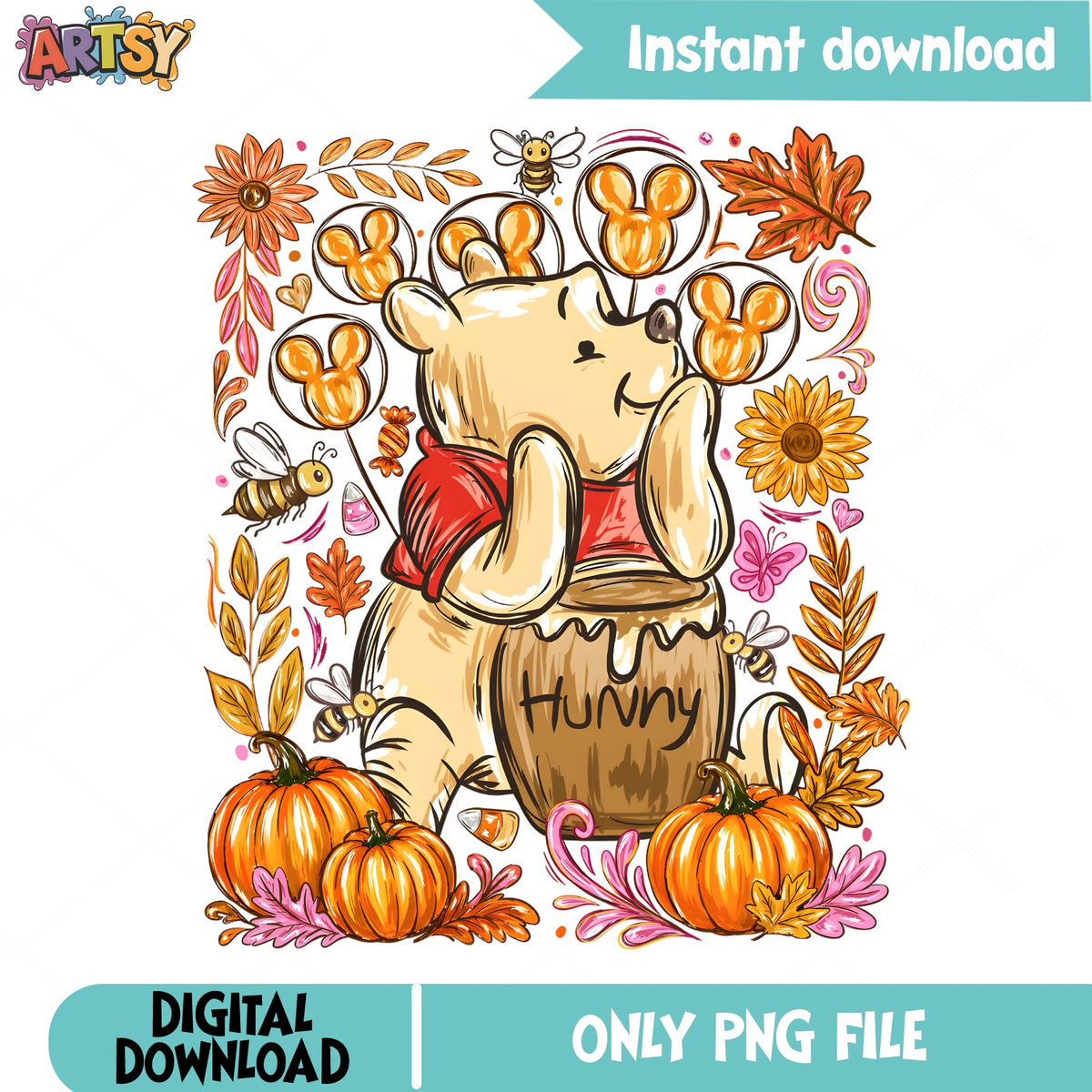 Winnie The Pooh Fall PNG, Disney Autumn PNG, Halloween PNG