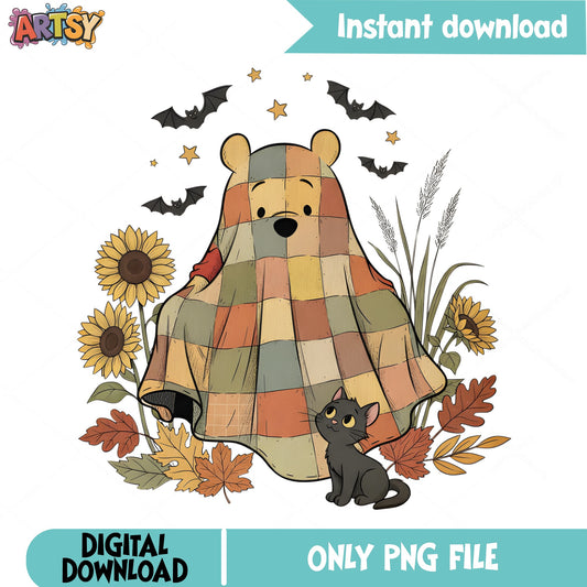 Winnie The Pooh Halloween Ghost PNG, Disney Fall PNG, Spooky Season PNG