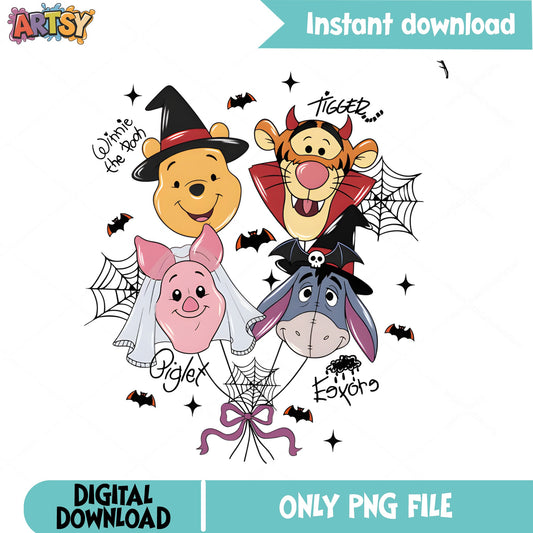 Winnie The Pooh Halloween PNG, Disney Halloween PNG, Pooh Friends PNG
