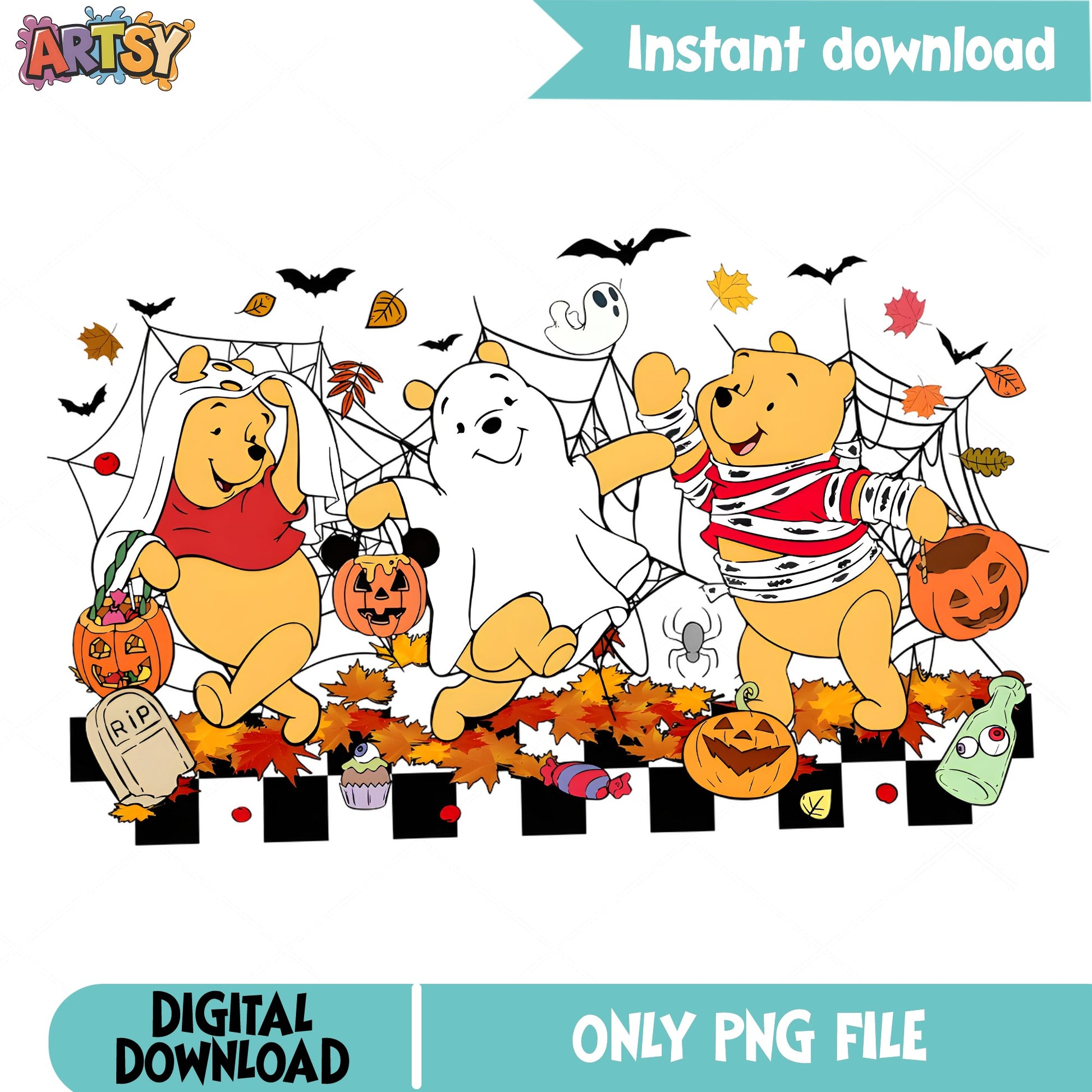Winnie The Pooh Halloween PNG, Disney Halloween PNG, Spooky Bear PNG