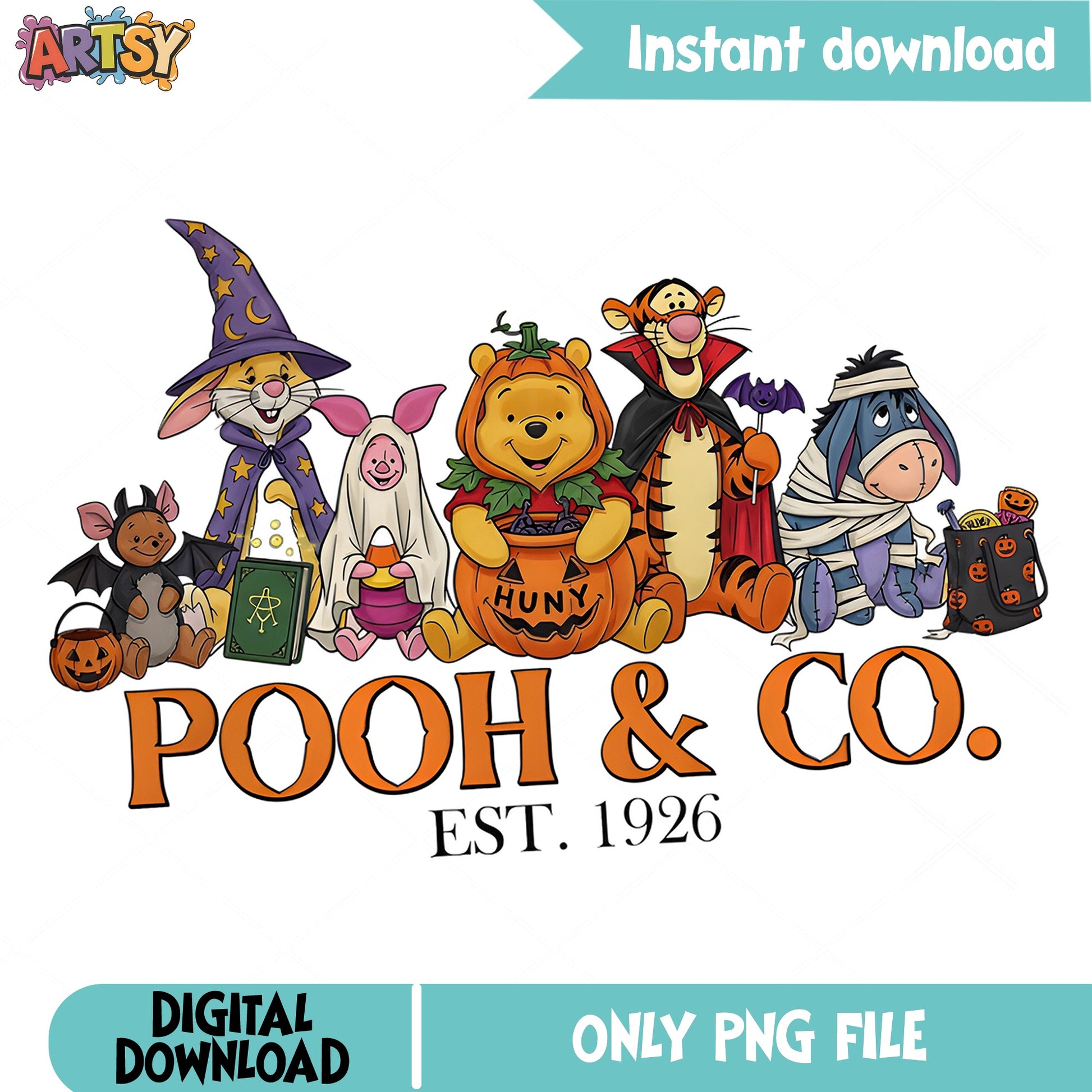 Winnie The Pooh Halloween PNG, Pooh And Co EST 1926 PNG, Disney Halloween PNG