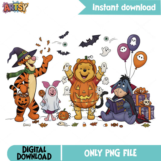Winnie The Pooh Halloween PNG, Pooh And Friends PNG, Disney Halloween PNG