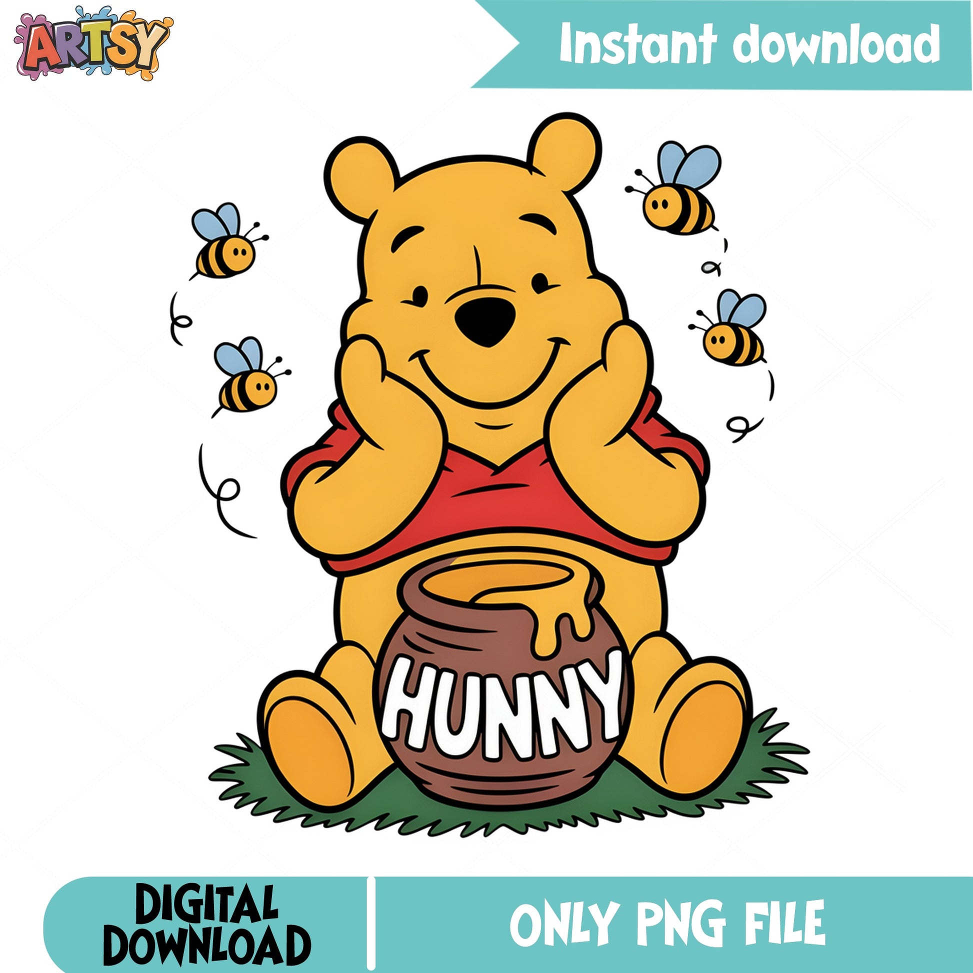Winnie The Pooh Hunny Pot PNG, Disney Bear Bees PNG, Cute Pooh PNG
