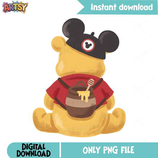 Winnie The Pooh Mickey Ears Honey Pot PNG, Disney PNG, Pooh Bear PNG