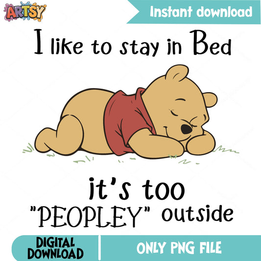 Winnie The Pooh Too Peopley PNG, Funny Pooh Bear PNG, Introvert PNG