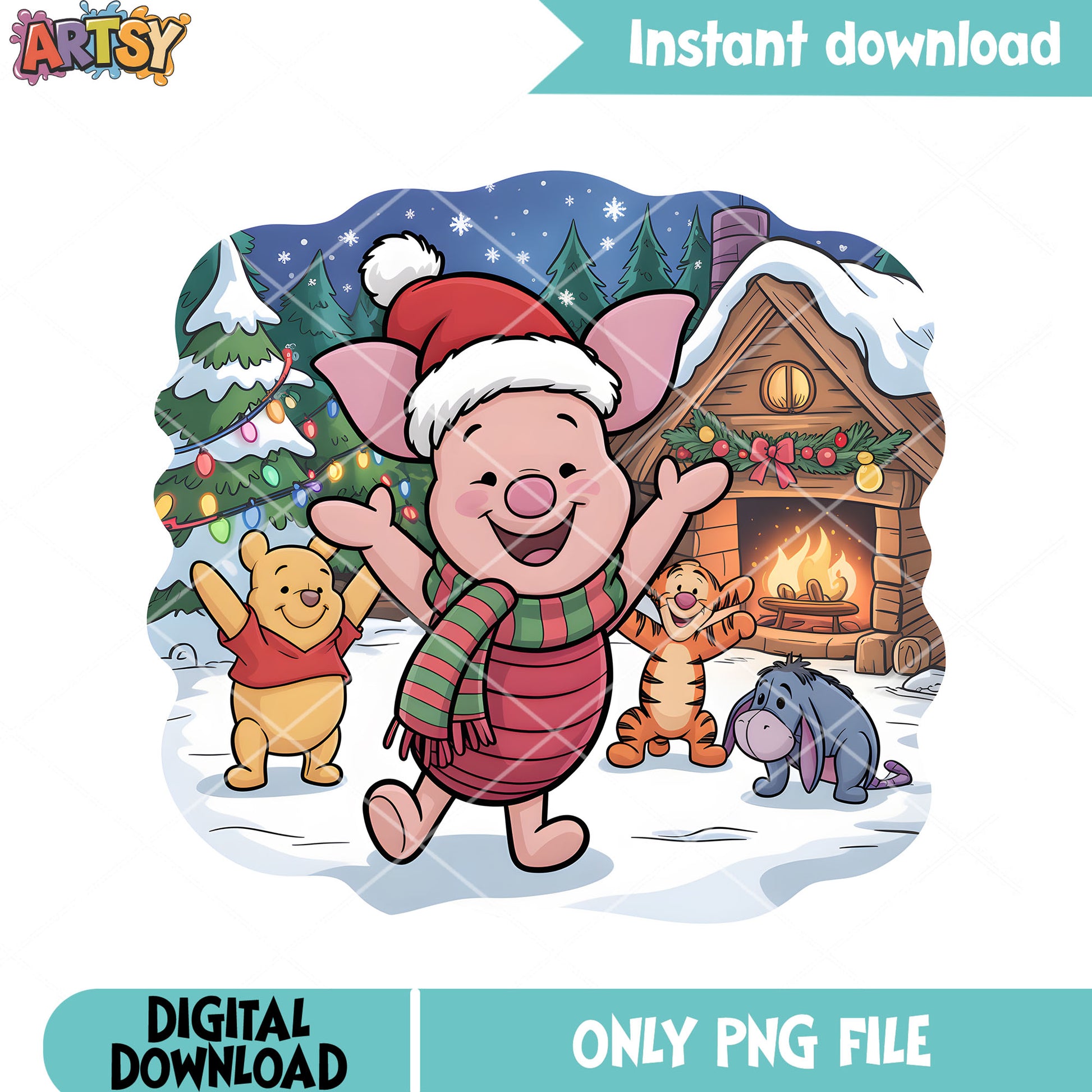 Winnie pooh christmas vibes png, pooh christmas png, pooh friends png