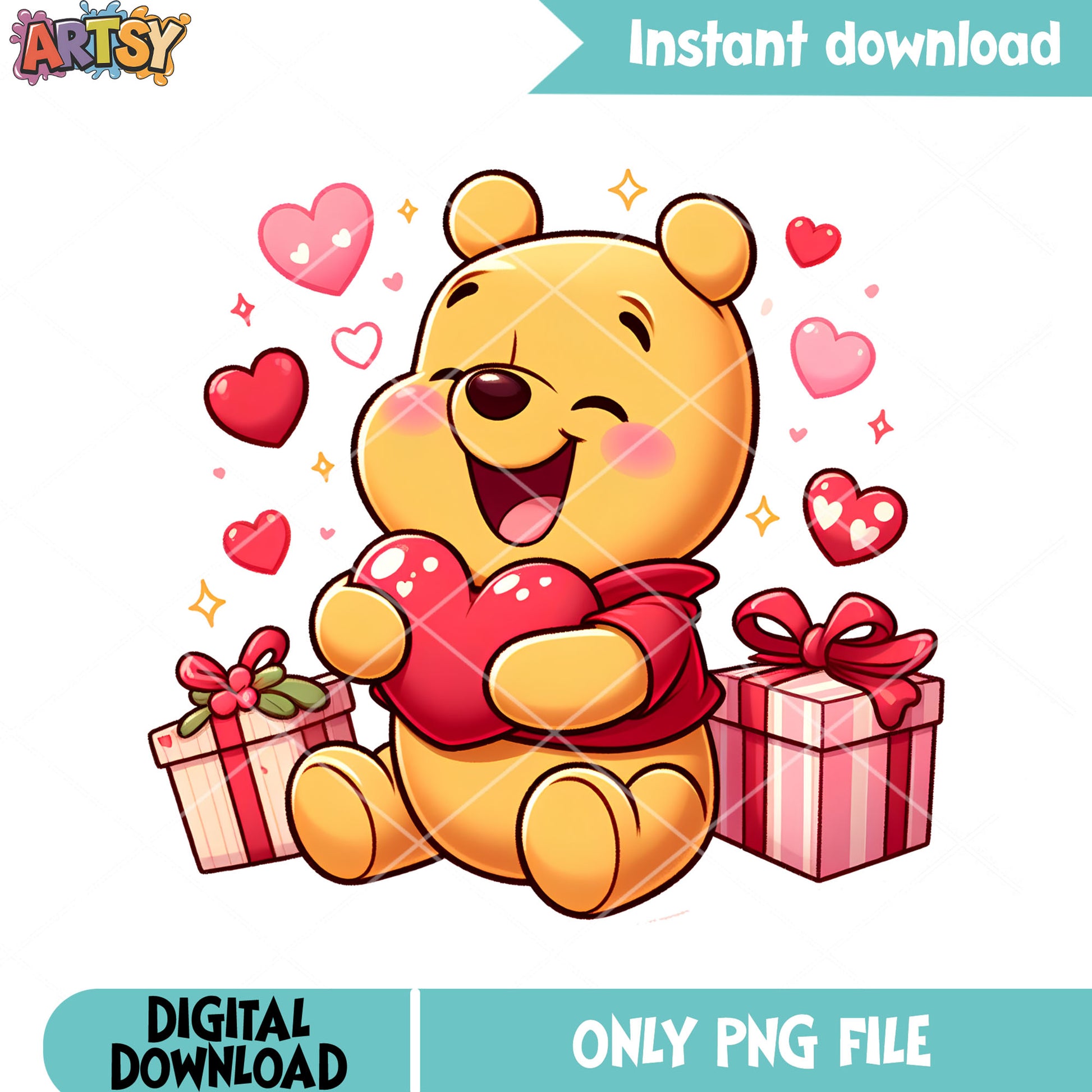 Winnie pooh gifts valentine png, winnie the pooh png, disney valentines png