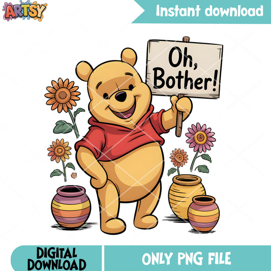 Winnie sunflower pooh png, winnie the pooh png, pooh poster png