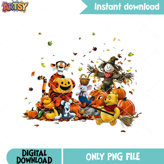Winnie the boo scary pumpkin png, disney halloween png, pooh art png