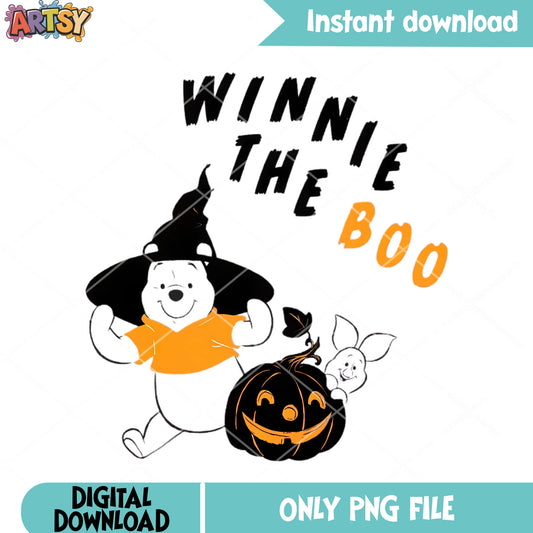 Winnie the boo witch costume png, disney halloween png, jack o lantern png