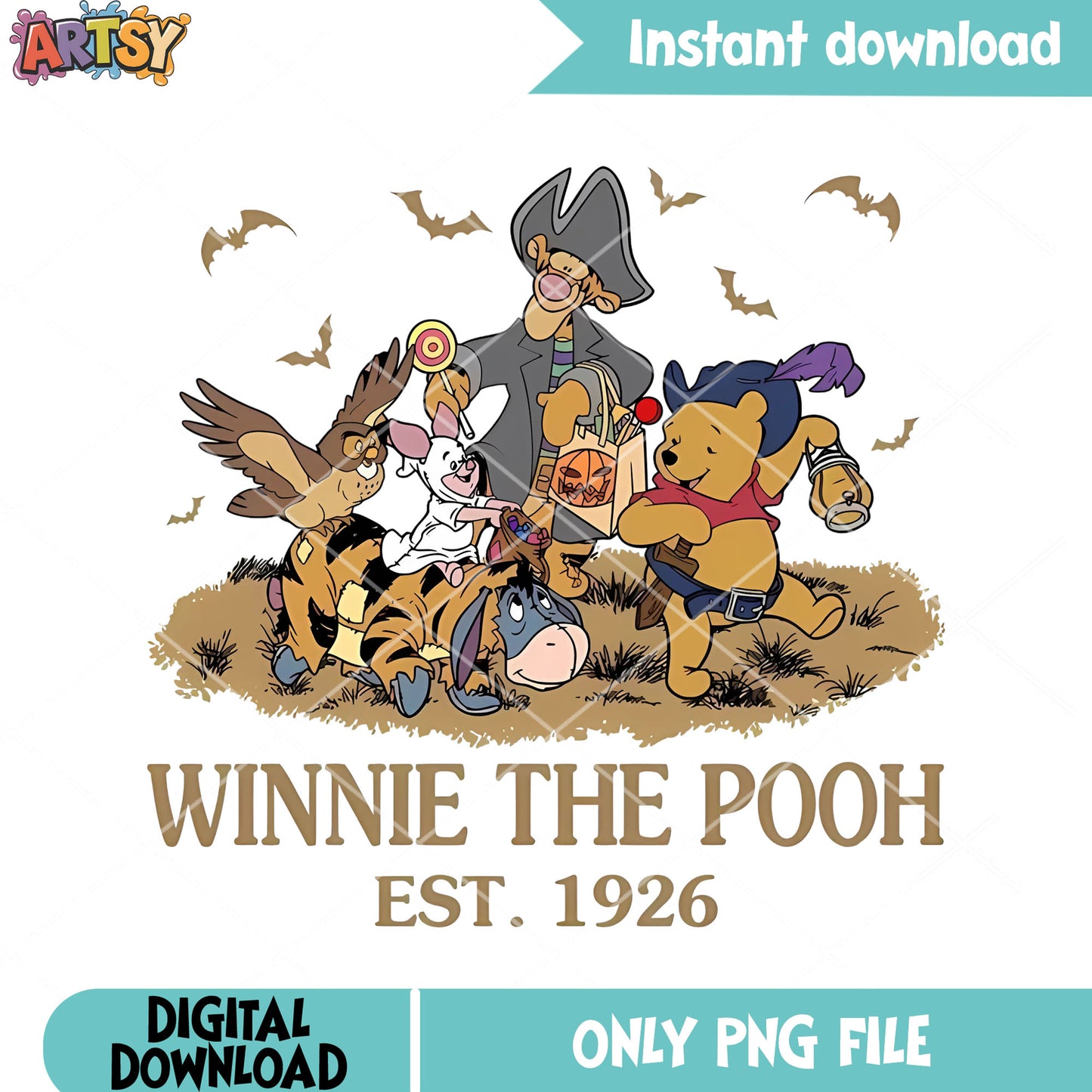 Winnie the pooh characters png, disney movie png, est 1926 png