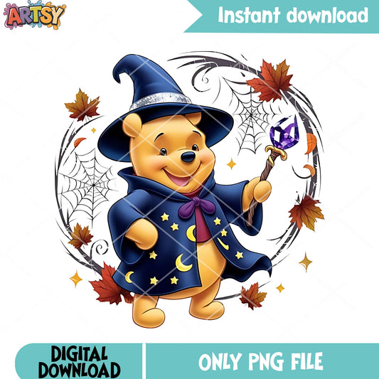 Winnie the pooh magician staff png, disney halloween png, wicth costume png 