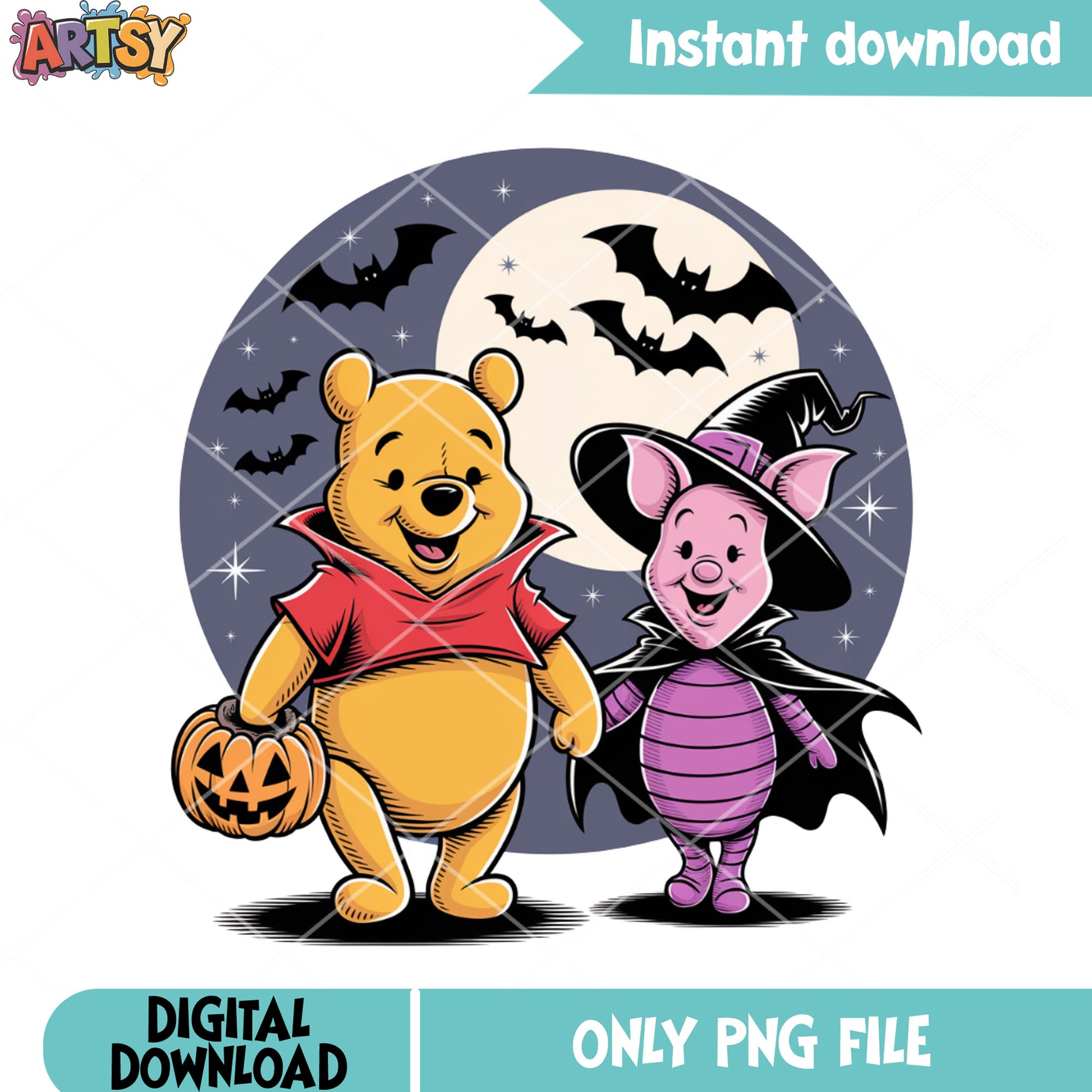 Winnie the pooh scary halloween night png, disney halloween png