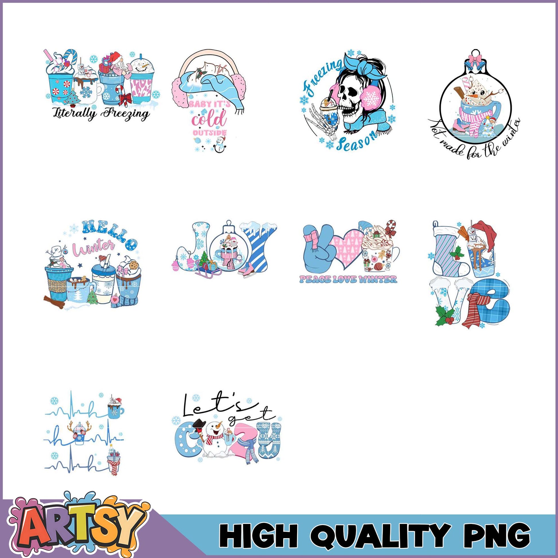 Winter Hot Cocoa PNG Bundle High Quality Designs