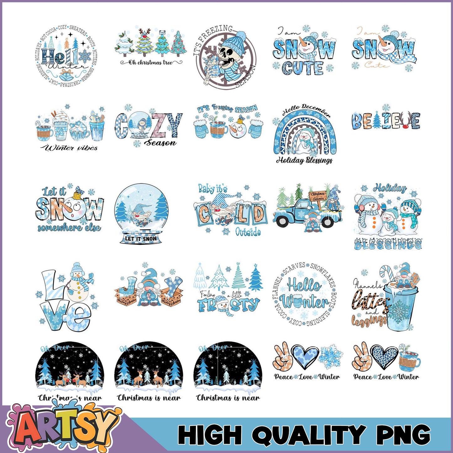 Winter PNG Bundle Cute Designs for Sublimation