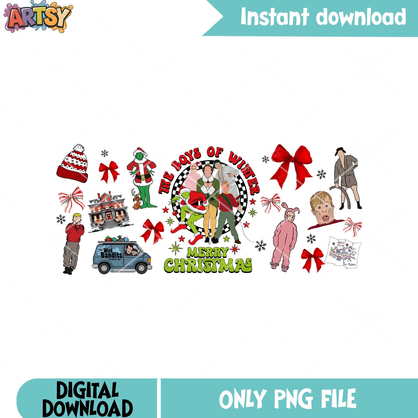Winter for the boys xmas png, buddy the elf png, kevin mccallister png