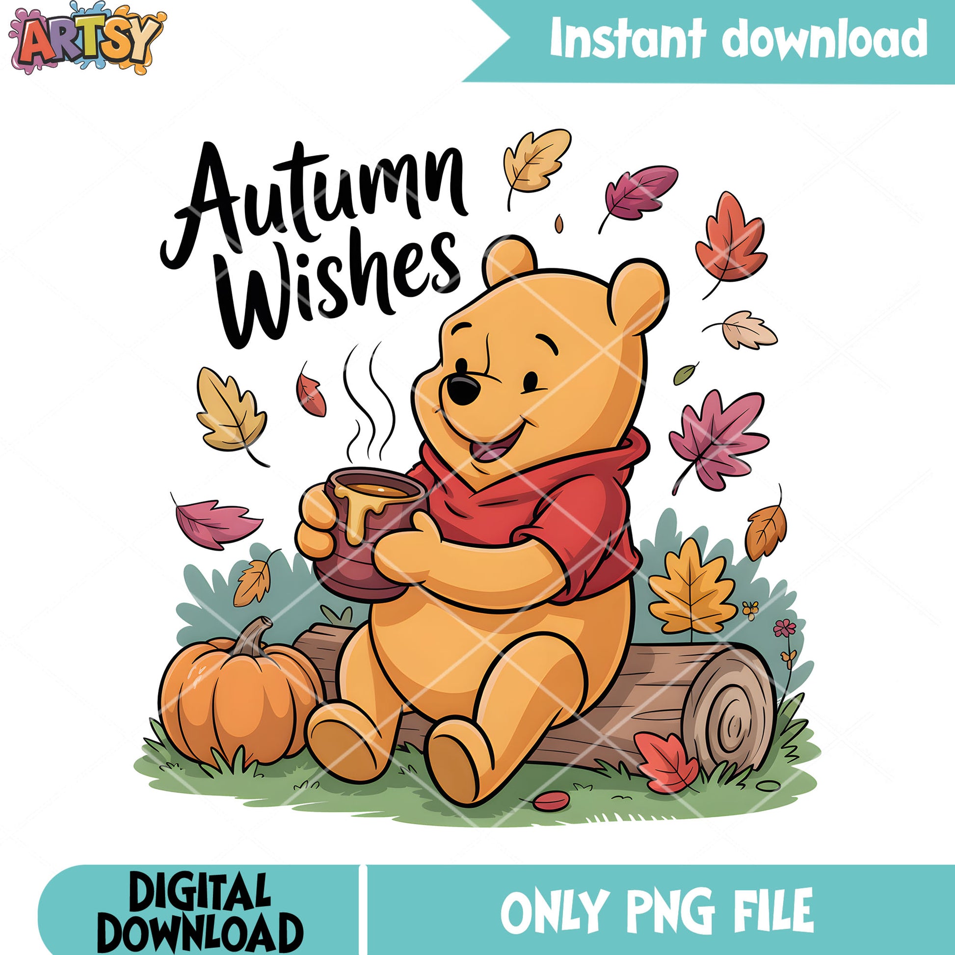 Wishes in autumn pooh png, pooh bear png, disney pooh png