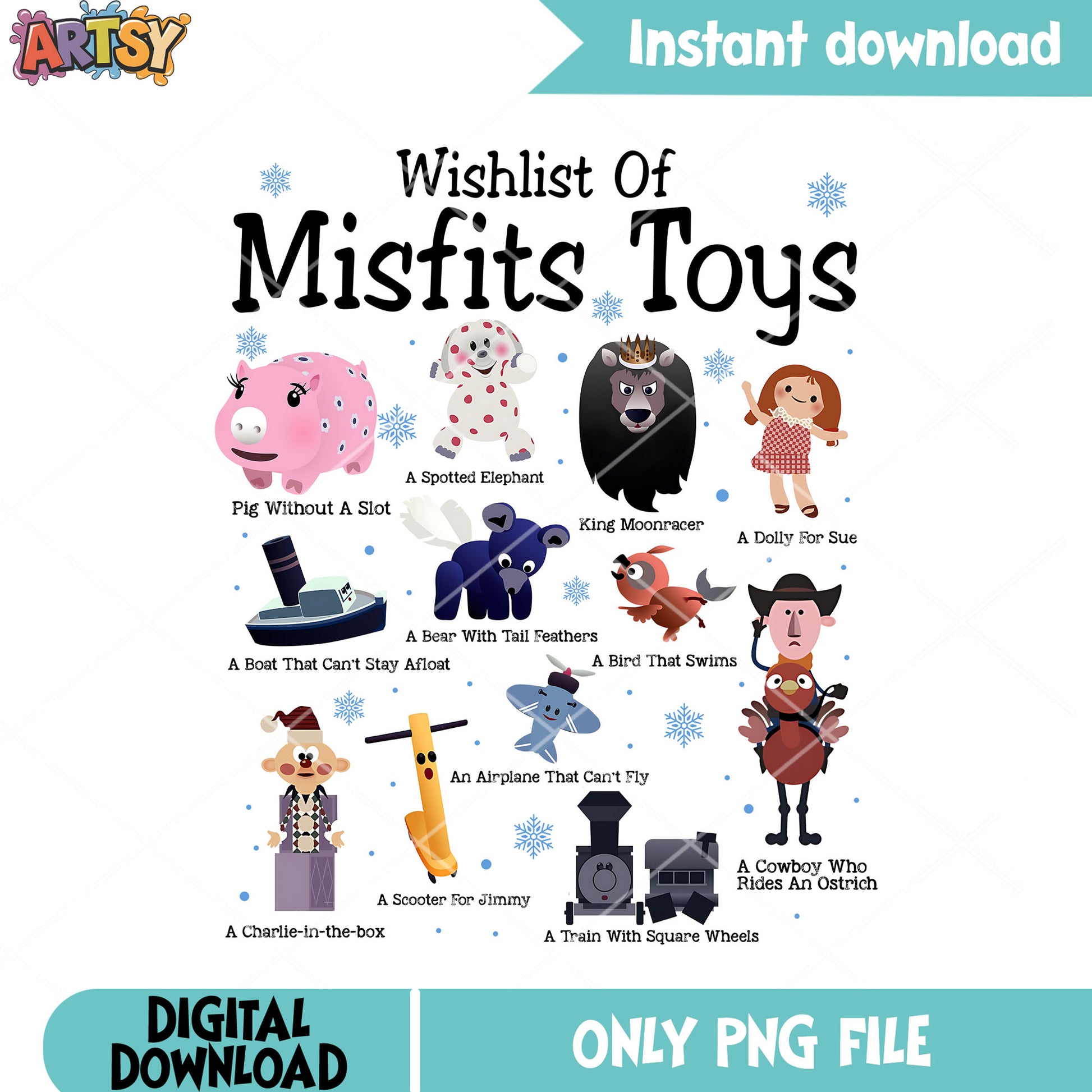 Wishlist of misfits toys png, Island of Misfit Toys png, xmas png