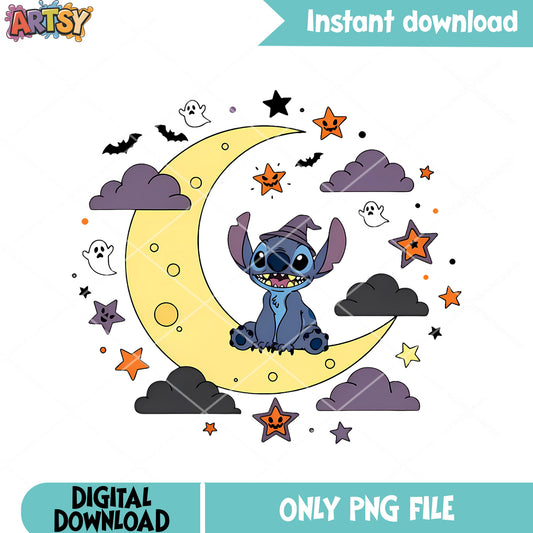 Witcches hat starry night png, ghost costume png, happy halloween png