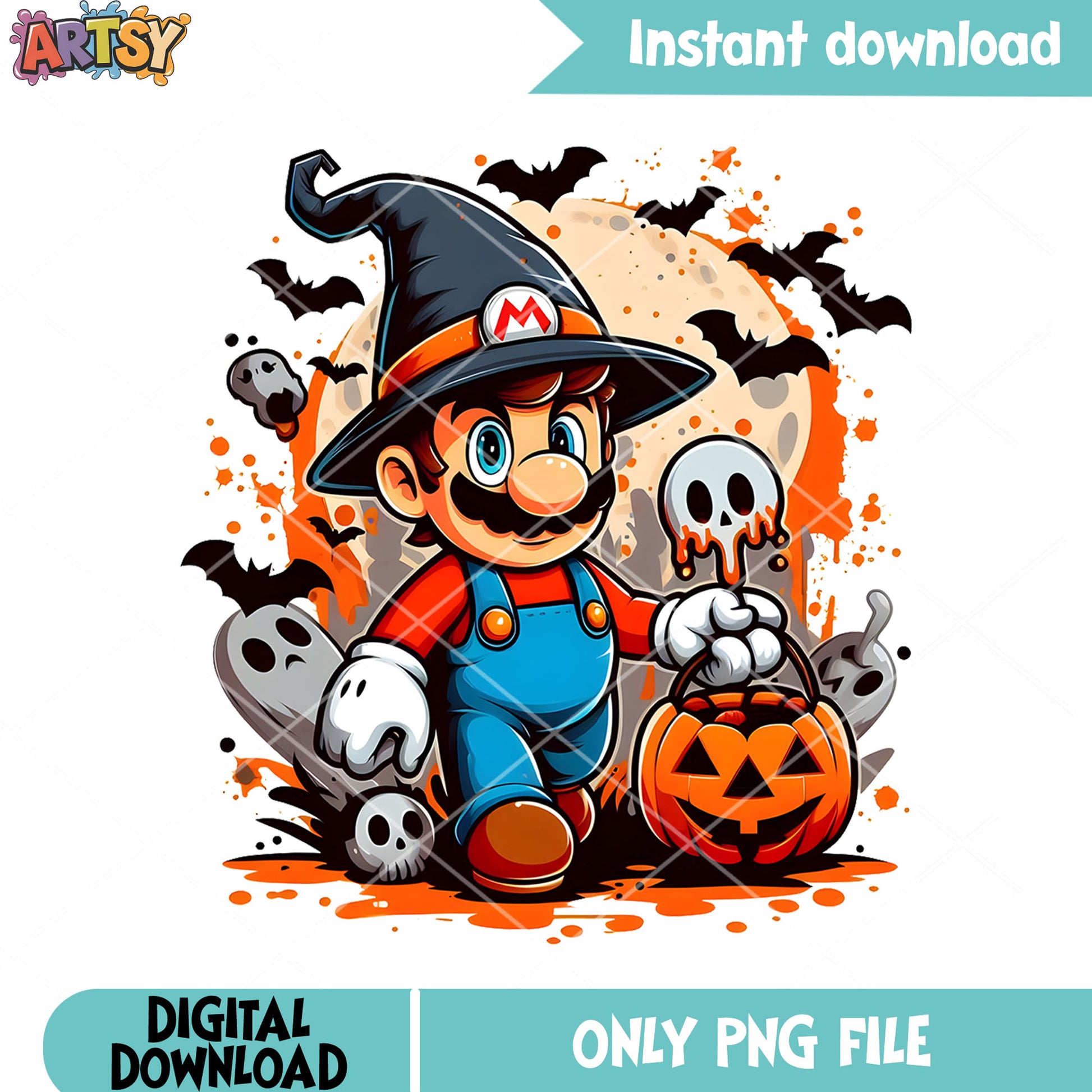 Witch costume mario png, Halloween scary night png, nintendo switch png
