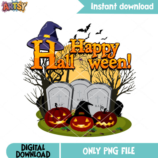 Witches hat png, happy halloween png, scary pumpkin png