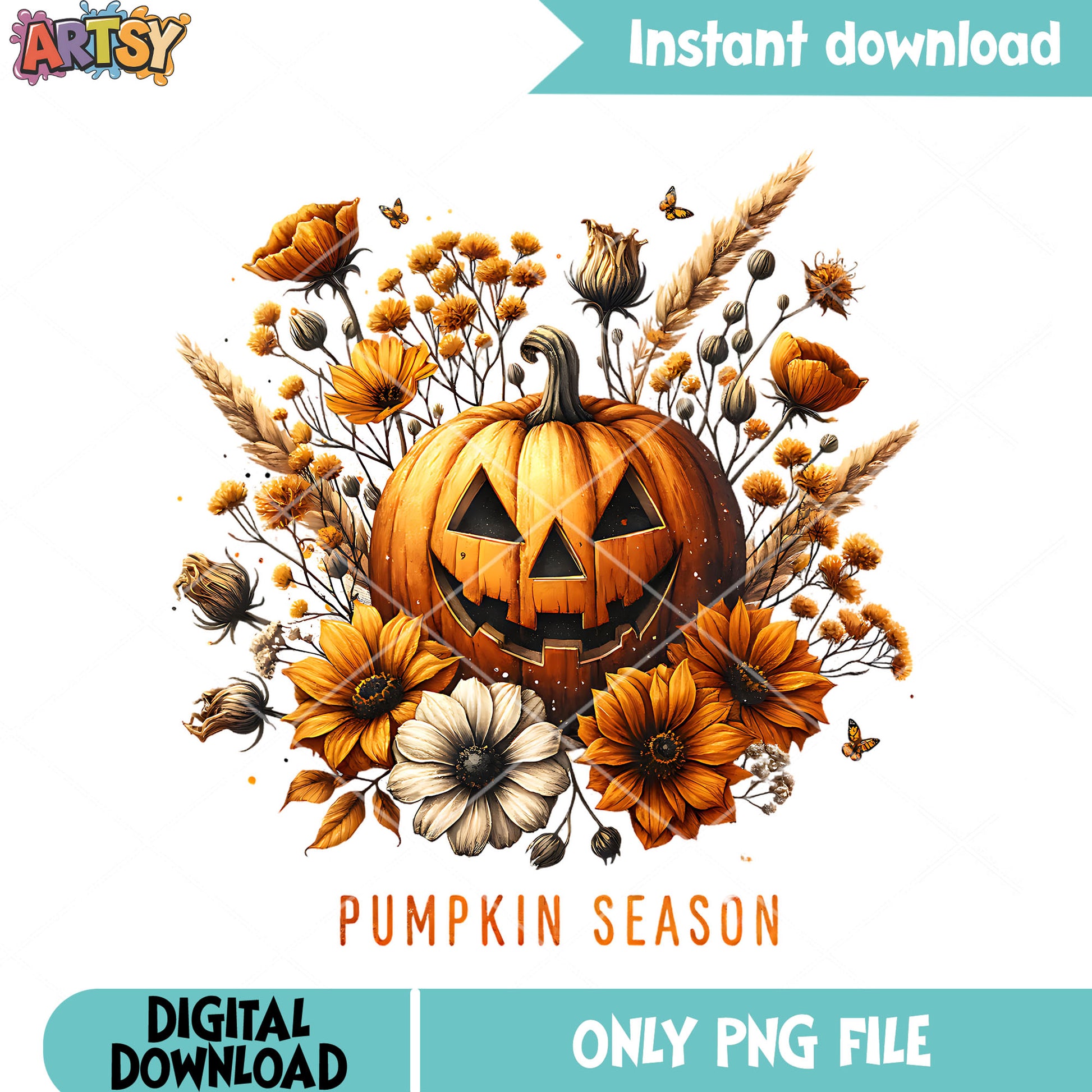 Withered flower garden png, jack o lantern png, halloween scary png