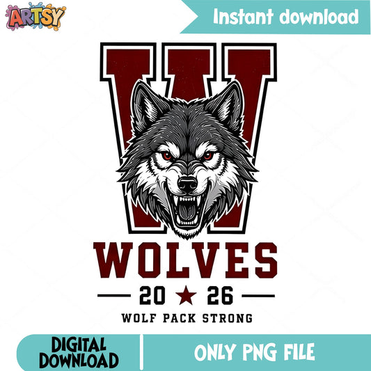 Wolves Mascot PNG, Wolf Pack Strong School Spirit PNG, Team PNG