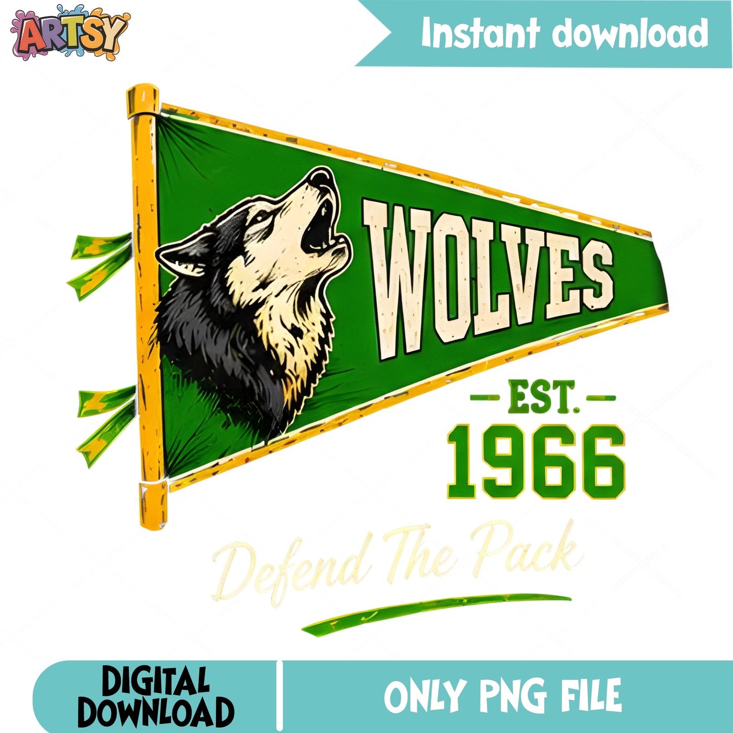 Wolves Pennant Flag PNG, School Mascot Sport PNG, Team Spirit PNG