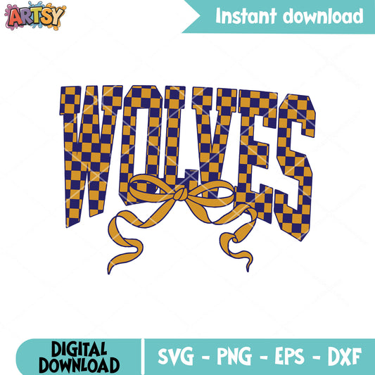 Wolves game day bow tie svg, Minnesota Timberwolves​ svg, game day svg