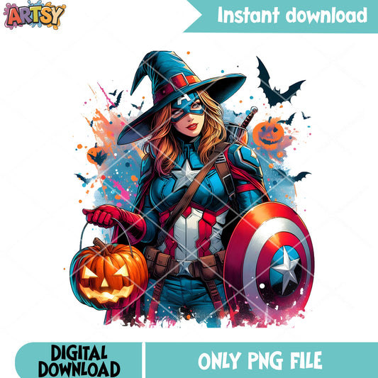 Women Captain America png, witch costume  png, Marvel Halloween png
