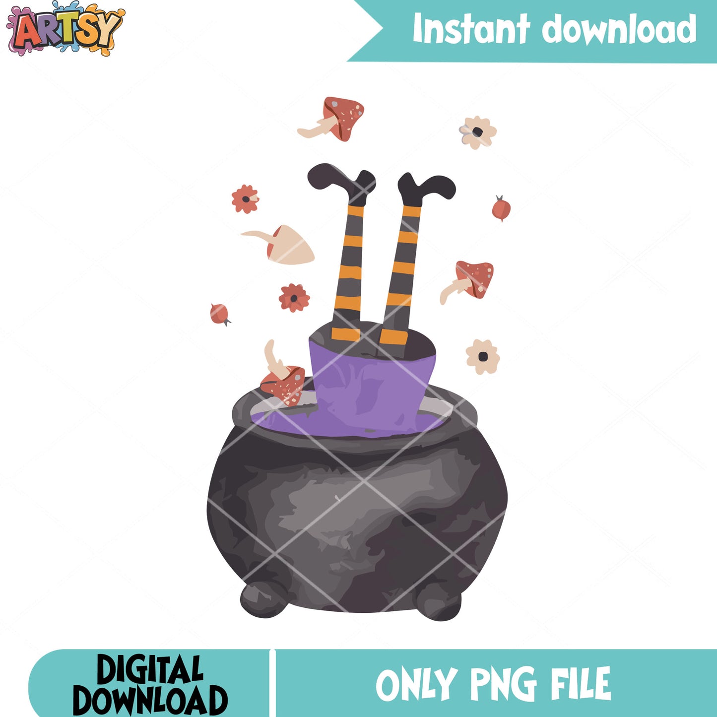 Women fall into jar png, witches cauldron png, halloween scary png