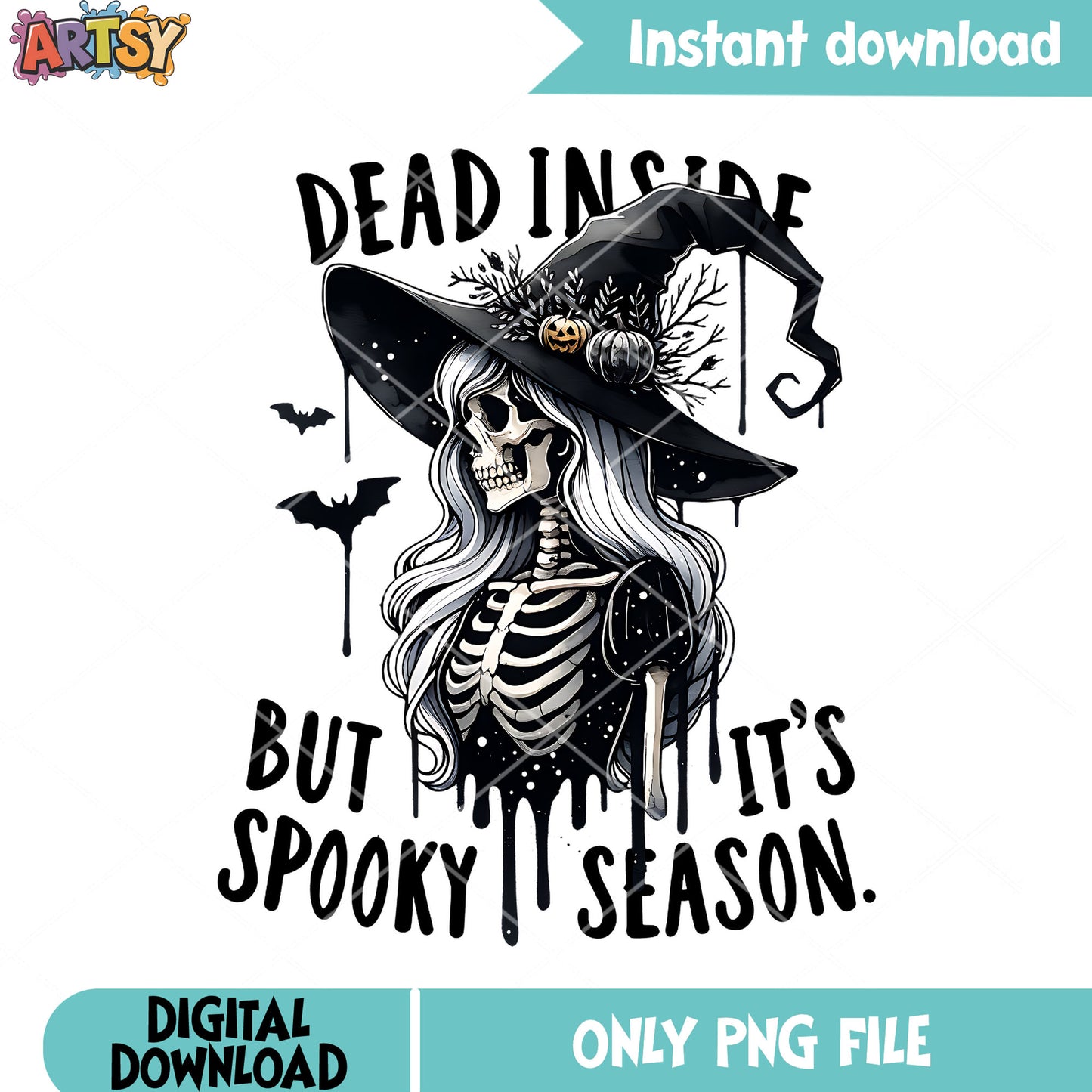 Women skeleton scary bats png, witch hat png, halloween scary png