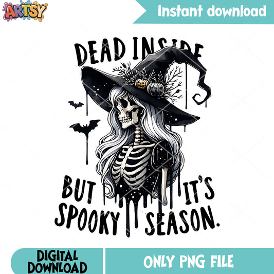 Women skeleton scary bats png, witch hat png, halloween scary png