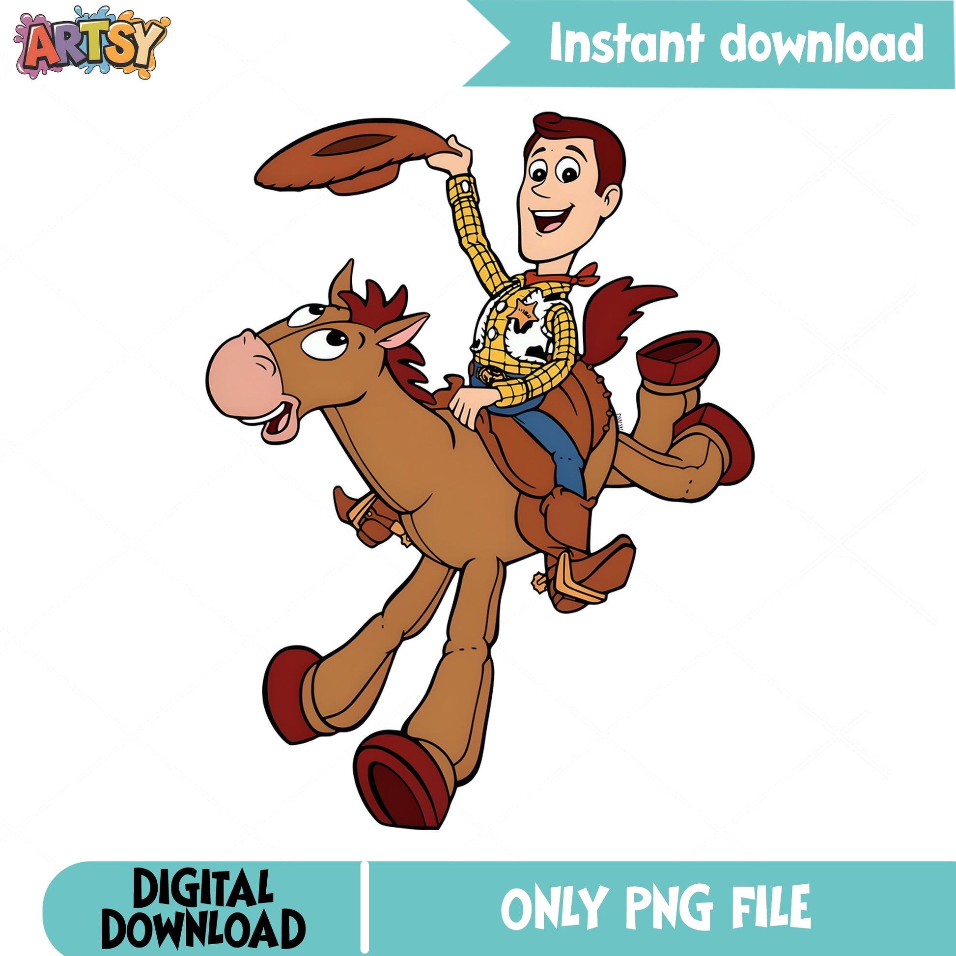 Woody And Bullseye Toy Story PNG, Disney Pixar PNG, Cowboy PNG