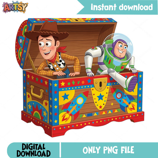 Woody And Buzz Lightyear Toy Box PNG, Toy Story PNG, Disney PNG