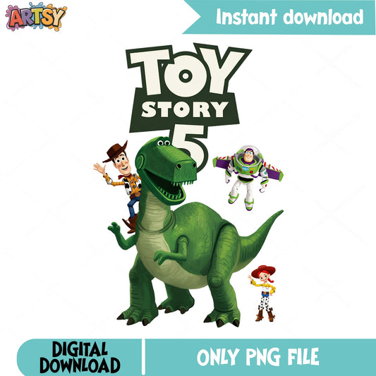 Woody Buzz Lightyear Toy Story 5 PNG, Rex Jessie Disney PNG, Pixar PNG
