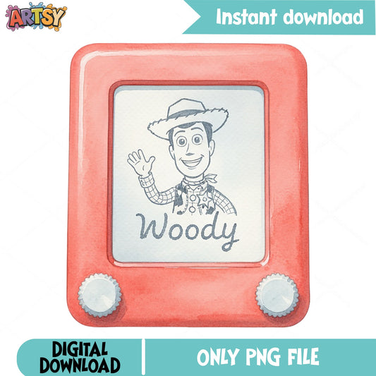 Woody Toy Story Etch A Sketch PNG, Disney Pixar PNG, Cowboy PNG