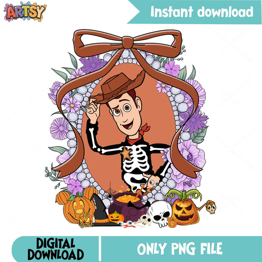 Woody Toy Story Halloween Skeleton PNG, Disney Halloween PNG, Pumpkin PNG