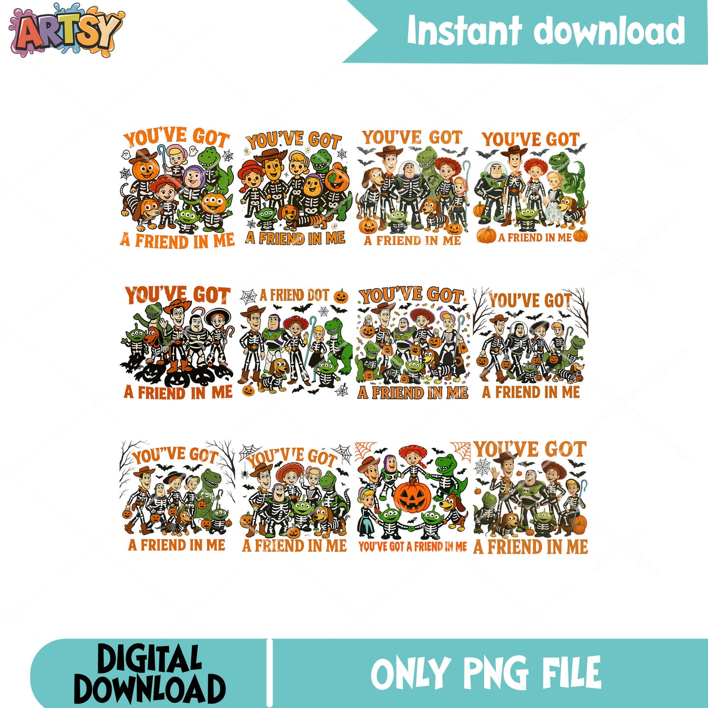 Woody and buzz halloween png bundle, toy story halloween png